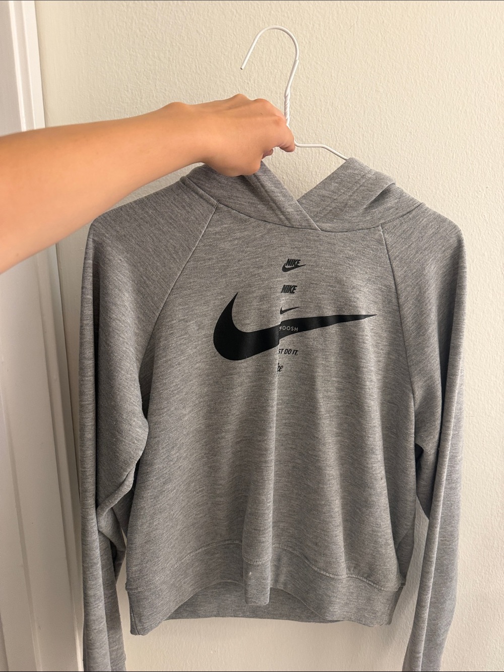 Nike Gray Crewneck Sweatshirt with Black Swoosh Logo